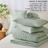 CozyLux King Size Comforter Sets - 7 Piece Bed in a Bag Sage Green Comforter Set with Sheets Luxury Bed Set All Seasons, Soft Bedding Set with Down Alternative Comforter, Sheets, Pillowcases & Shams CozyLux