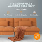 COMHOMA Convertible Sofa Bed,72″Fabric Couch with Adjustable Backrest,Loveseat Recliner Sleeper Living Room Furniture futon Set (Brown) COMHOMA