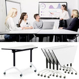 Modular Conference Table,Mobile Conference Room Training Room Tables with Wheels,Foldable Meeting Table Rolling Seminar Table for Office,Modern Flip Top Training Meeting Tables,Suitable 2-10 people(4) MSFDC