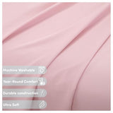 Heritage Kids 4-Piece Full Sheet Set,Pink,Includes Top Sheet, Fitted Sheet & 2 Pillowcases,Ultra-Soft Microfiber Kids Bed Sheet Set Heritage Kids