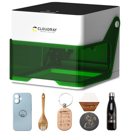 Cloudray 5W Diode, Laser Engraver Machine Mini Laser Etching Cutter for DIY Wood Leather Silicone Paper Glass Acrylic Cloth Enclosed Design Class1, 5000mW Cloudray