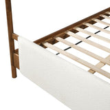 Christopher Knight Home Rotie King Size Canopy Bed Frame, Boucle Upholstered King Size Bed Frame with Headboard, King Platform Canopy Bed, Wooden Slats Support, No Box Spring Needed, White+Brown