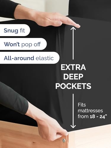 Extra Deep King Sheet Set - 6 Piece Breathable and Cooling Sheets - Hotel Luxury Bedding for Women, Men, Kids & Teens - Easy & Secure Fit - Soft, Wrinkle Free and Comfy - Extra Deep Pockets - Black CGK Unlimited