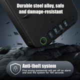 XGUNXBOX Gun Safe, Biometric gun safe for handgun, Portable Car Pistol Gun Safe Pistol with Keys Keypad and APP Control Hand Gun Lock Box, small safe for Home Bedside Car Wild camping XGUNXBOX