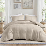 Madison Park Essentials Striped Duvet Cover Set Queen, Modern Minimalist Bedding Set with Premium Jacquard Stripe, 3 Pieces Duvet Cover Reversible with Zipper Closure & Corner Ties,Neutral Madison Park Essentials
