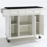 Pemberly Row Traditional Wood Solid Kitchen Cart with Granite Top in White/Black Pemberly Row