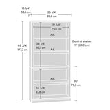 Sauder Miscellaneous Storage 5 Bookcase/book shelf, L: 35.28" x W: 13.23" x H: 69.76", Estate Black Sauder