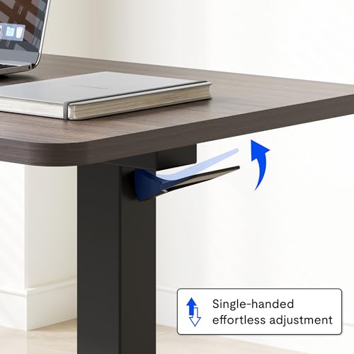 FLEXISPOT Medical Adjustable Overbed Bedside Table with Wheels Pneumatic Mobile Standing Desk Laptop Desk Rolling Computer Cart Movable Table Hospital Home Use(31.5" W x 17.7" D, Mahogany Large) FLEXISPOT