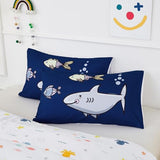 RYNGHIPY Kids Bedding Set for Queen Bed Reversible Ocean Animals Print Comforter Set for Boys Girls Easy-Wash Super Soft Microfiber Bed Set (Navy Ocean,Queen) RYNGHIPY