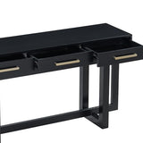 Contemporary Modern Entryway Console Table 57-Inch Extra Long Entry Sofa Table with Storage Drawers for Living Room Hallway, Black Amposei