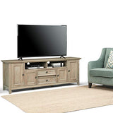 SIMPLIHOME Amherst SOLID WOOD 72 Inch Wide Transitional TV Media Stand in Distressed Grey for TVs up to 80 Inch, For the Living Room and SIMPLIHOME