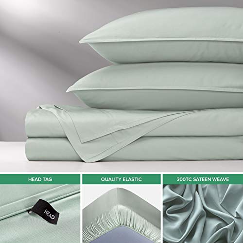 Pure Bamboo Queen Sheets, Genuine 100% Organic Viscose Derived from Bamboo Bed Sheet Set, Luxuriously Soft & Cooling, Double Stitching, 2 Year Quality Promise (Queen, Sea Glass) Pure Bamboo