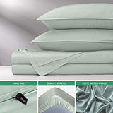 Pure Bamboo Queen Sheets, Genuine 100% Organic Viscose Derived from Bamboo Bed Sheet Set, Luxuriously Soft & Cooling, Double Stitching, 2 Year Quality Promise (Queen, Sea Glass) Pure Bamboo