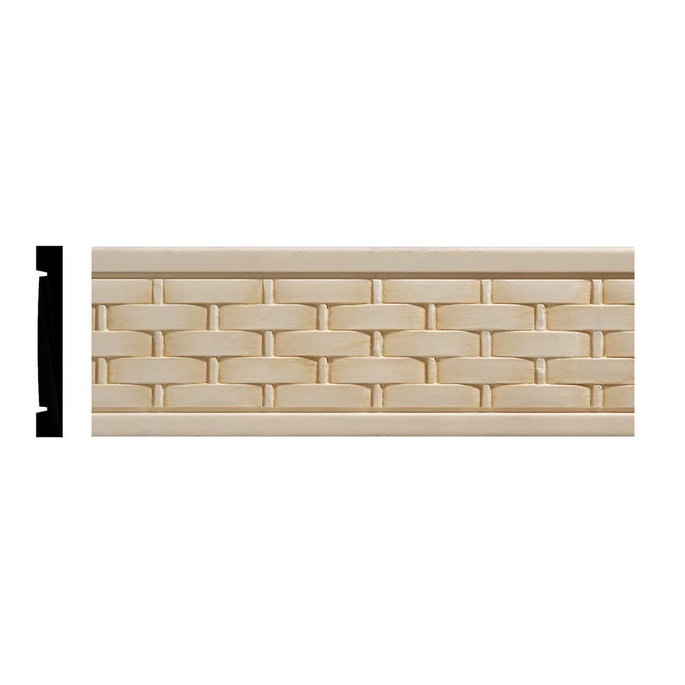 990-4WHW Unfinished White Hardwood Basketweave Embossed Chair Rail Moulding - WoodArtSupply