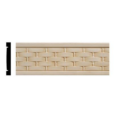 990-4WHW Unfinished White Hardwood Basketweave Embossed Chair Rail Moulding - WoodArtSupply