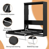 CFITCER Murphy Bed Full - Space Saving Wall Murphy Bed Full Convertible Hidden Bed for Small Apartments, Guest Rooms, Home Offices and Dens.(Mattress not Included) (Black) CFITCER