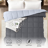 Homelike Moment Twin Comforter Duvet Insert- Grey Down Alternative Bed Comforter Twin Size, Lightweight Bedding Comforters Quilted Soft All Season Reversible Dark Gray/Light Grey Homelike Moment