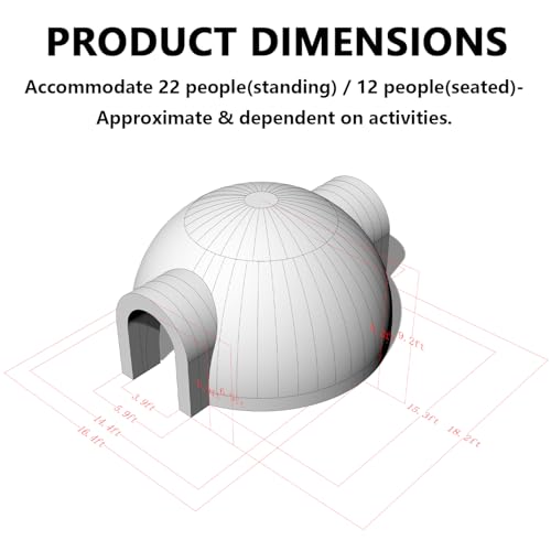 SAYOK Portable Inflatable Igloo Dome with Air Blower (White, Two Doors, 16.4ft) Event Structure Night Club Party Tent for Wedding Promotion Trade Show SAYOK