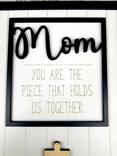 Mothers Day Gift For Mom | Personalized Mom Puzzle Sign with Custom Kids Names | Add 1-8 Child Names | Puzzle Gift for Grandma | Puzzle Piece Wall Decor Family | Wood Puzzle Wall Decor (Mom) D3 Maker Custom Creations