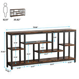 Tribesigns Console Sofa Table, 70.9 inch Extra Long Table Behind Couch with Storage Shelves, 3-Tier Industrial Narrow Entryway Hallway Accent Table for Living Room, Rustic Brown Tribesigns