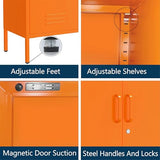 Aiasuit Orange Lockable Metal TV Stand Entertainment Center, Heavy Duty Storage Cabinet Supports 80+ Inch TVs, Multifunctional Media Console for Home Living Room Office 22" H X 35.4" W X 13.8" D Aiasuit