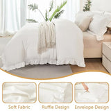 ZSYAYAHA Twin Size Kids Duvet Covet Set White Ruffle Comforter Cover for Girls Teens 3 Pieces Fluffy Farmhouse Bedding Cover Set with Ruffled Layer for All Seasons(White, Twin) ZSYAYAHA