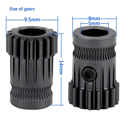 POLISI3D 3D Printer Hardened Steel MK3 Drive Gear extruder Dual Gears kit DriveGears Extrusion Wheel for Upgrade Prusa i3 MK2/MK2S/MK2.5 MK3S 3D Printer - WoodArtSupply