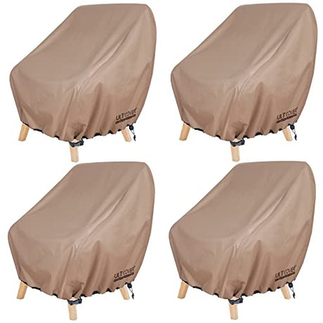 ULTCOVER Waterproof Patio Chair Cover – Outdoor Lounge Deep Seat Single Lawn Chair Cover 4 Pack Fits Up to 28W x 30D x 32H inches ULTCOVER