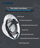 LANON White Full Brim Hard Hat, OSHA Construction Work Approved, HDPE Safety Helmet with 4 Point Adjustable Ratchet Suspension, Class E, G & C LANON Protection