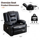MAHOMICO Swivel Rocker Recliner Chair with Vibration Massage and Heat for Living Room,with Rocking Function and Side Pocket, PU Leather USB Charge Port,2 Cup Holders