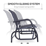 Outsunny 2-Person Outdoor Glider Bench, Patio Double Swing Rocking Chair Loveseat w/Powder Coated Steel Frame for Backyard Garden Porch, Black Outsunny
