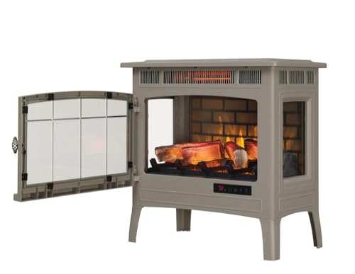 duraflame Freestanding Electric Fireplace Stove Heater with 3D Flame Effect for 1,000 Sq. Ft. Room, French Gray Duraflame