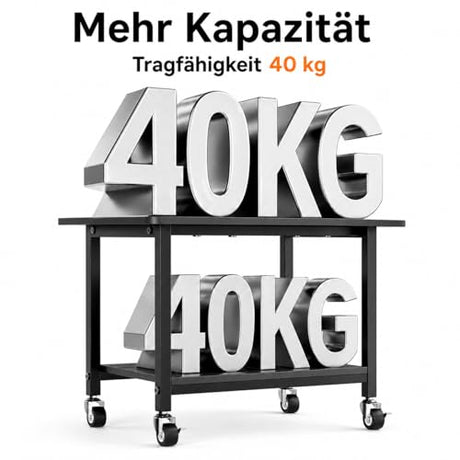 niffgaff Printer Stand with Lockable Wheels, 2-Tier Rolling Printer Cart with Storage Shelf, Compact Wood & Metal Printer Table for Home Office, Black, 20.1'' ×15.4'' ×14.6'' niffgaff