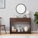 VAXZOFI Console Sofa Table with 2 Drawers, 43-Inch Mid-Century Narrow Entryway Tables with Storage Shelf, Farmhouse Hallway Accent Tables Behind Couch Table for Living Room, Walnut VAXZOFI