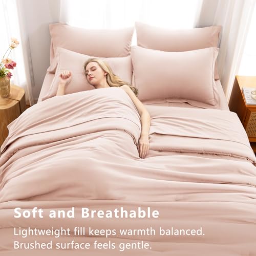 CozyLux Full Size Comforter Sets Blush Pink, 7 Pieces Bed in a Bag Full Comforter Set with Sheets, Luxury Bedding Set with Down Alternative Comforter, Fitted Sheet, Flat Sheet, Pillowcases & Shams CozyLux