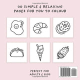 Cute Food Colouring Book (Simple and Relaxing Bold Designs for Adults & Children) (Simple and Relaxing Colouring Books) WoodArtSupply