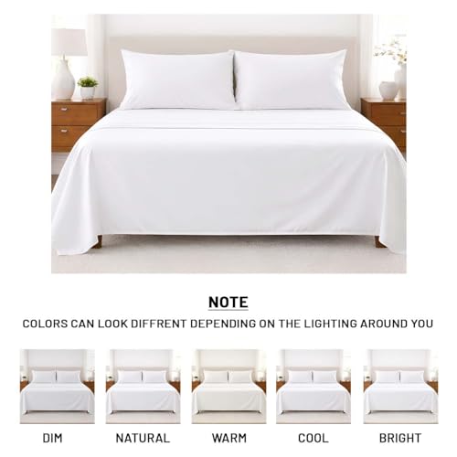 SGI bedding 100% Egyptian Cotton Sheets Full XL Size - 1000 Thread Count Luxury Hotel Sheets, 18" Deep Pocket, Soft & Breathable 4-Piece White Sheet Set SGI bedding