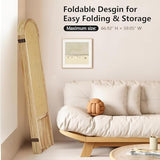 Asnefeli Room Divider 4 Panel Folding Privacy Screen for Bedroom Home Office Separation, Freestanding Wood Partition Wall, 5.6 Ft Natural Rattan Decor Asnefeli