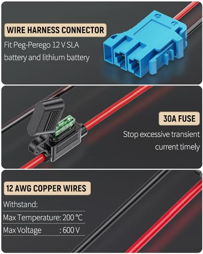Vibit Power Wheel Adapter for Dewalt 20 V Lithium Battery, Peg-Perego Dewalt Battery Adapter with Original Wire Harness Connector, DC Power Adapter Conversion for Peg-Perego Children's Riding Toys Vibit
