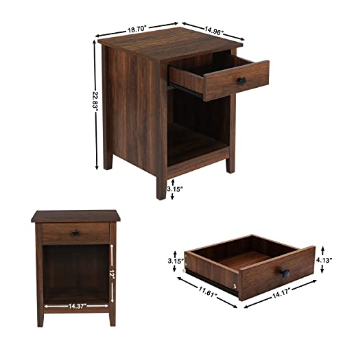 Rustic GBU Nightstands - Set of 2 Wooden Bedside Tables with Drawers for Stylish Storage - WoodArtSupply