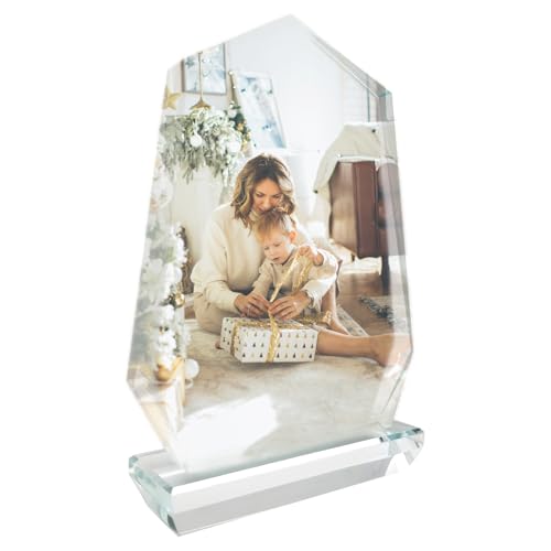 YGFRSTO Crystal Sublimation Blanks Sublimation Glass for Custom Picture Photo Frame, Award Plaque, Crystal Tabletop Decor, In-Loving Memory Sublimatin Printing Products (Peak)