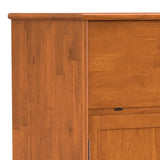 SIMPLIHOME Draper SOLID HARDWOOD Mid Century Modern 32 inch Wide Bar Cabinet in Teak Brown for The Living room, dining room and kitchen SIMPLIHOME