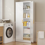 CJF White Kitchen Pantry Cabinet,71 Inch Tall Metal Storage Cabinet with 4 Adjustable Shelves and Doors, Freestanding Pantry Cabinet for Kitchen, Living Room, Dining Room, Bathroom, Easy to Assemble CJF