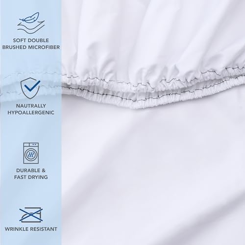 Arkwright Bulk Twin Fitted Sheets - Pack of 6 - Soft Brushed Microfiber Hypoallergenic Bottom Sheet Only with Deep Pocket, Bedding Essentials for Hosts and Hotels, White Arkwright LLC