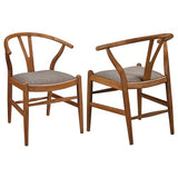 Coaster Home Furnishings Dinah Danish Y-Shaped Back Wishbone Dining Side Chair Walnut and Brown (Set of 2) Coaster Home Furnishings