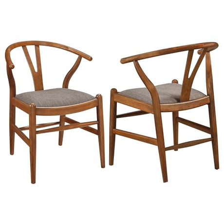 Coaster Home Furnishings Dinah Danish Y-Shaped Back Wishbone Dining Side Chair Walnut and Brown (Set of 2) Coaster Home Furnishings