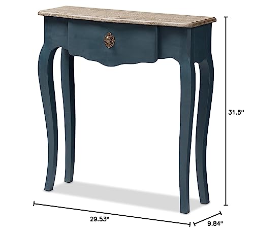 Baxton Studio Elancourt Classic and Provincial Spruce Finished Console Table, Blue Baxton Studio