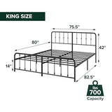 Zinus Leonardo Metal Platform Bed Frame, Victorian Spindle Style Headboard and Footboard, Heavy Duty Bed Base, Ample Underbed Space, King Zinus