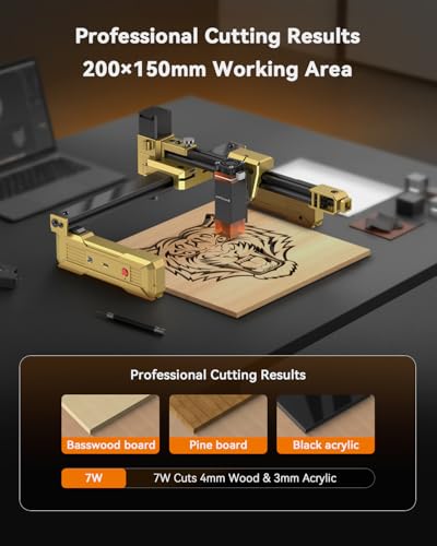 Artilume T1 Foldable Laser Engraver, Portable Engraving Machine with 0.01mm Accuracy, 200x150mm Working Area for Wood, Leather, Acrylic, Coated Metal - Ideal for DIY & Small Business (3000mW) Artilume