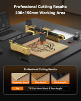 T1 Foldable Laser Engraver, 7000mW Portable Engraving Machine with 0.01mm Accuracy, 200x150mm Working Area for Wood, Leather, Acrylic, Coated Metal - Ideal for DIY & Small Business Artilume